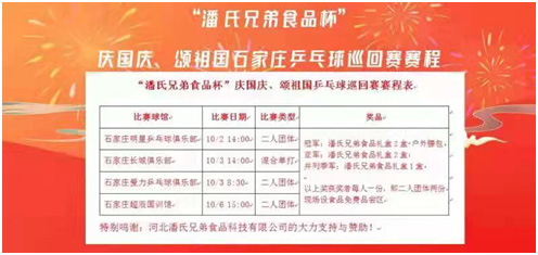 熱烈慶祝潘氏兄弟食品杯乒乓球巡回賽圓滿成功 熱烈慶祝潘氏兄弟食品杯乒乓球巡回賽圓滿成功